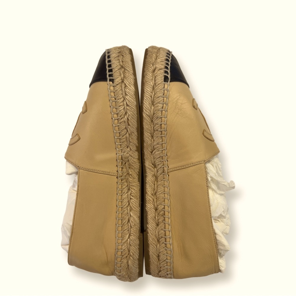 Authentic CHANEL CC Beige/Black Espadrilles Size 8/38 - Picture 4 of 7